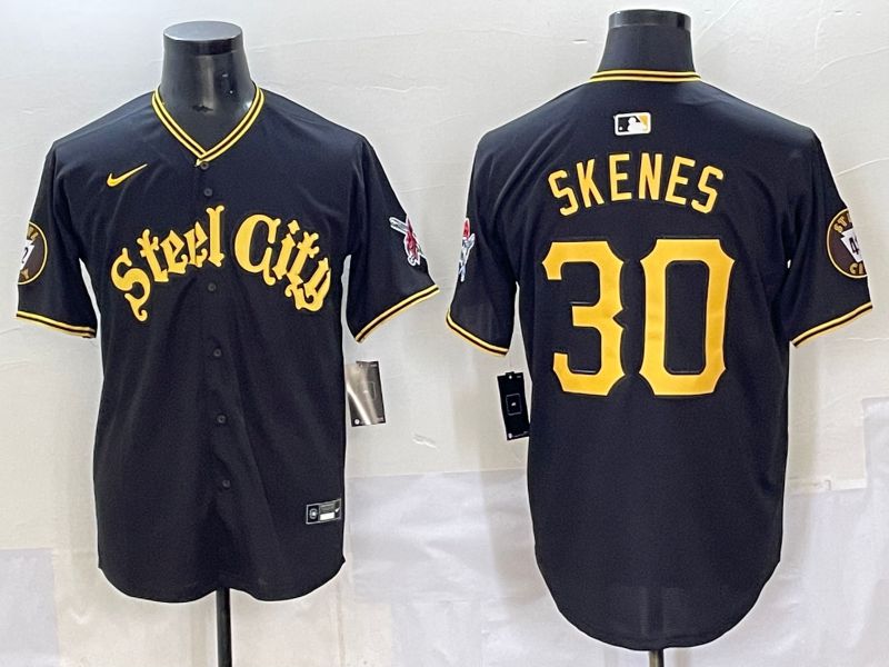 Men 2025 Pittsburgh Pirates #30 Skenes Black Game Nike MLB Jersey style 7152